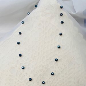 Vintage invisible blue pearl station necklace with sterling silver spring ring